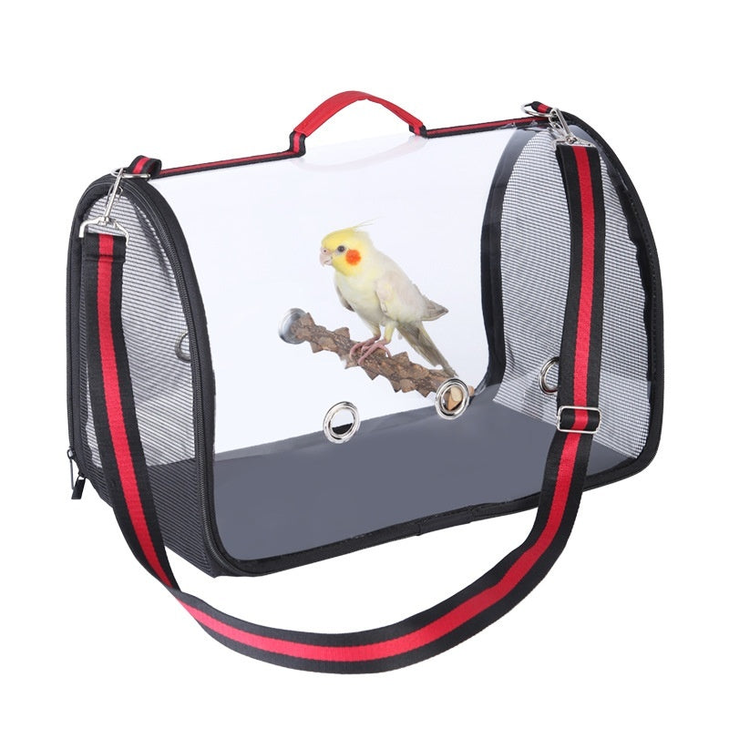 Transparent Parrot Carrying Backpack with Stand Stick - Pet Bird Travel Accessory
