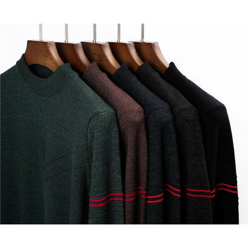 Men's Striped Casual O-Neck Pullover Sweater