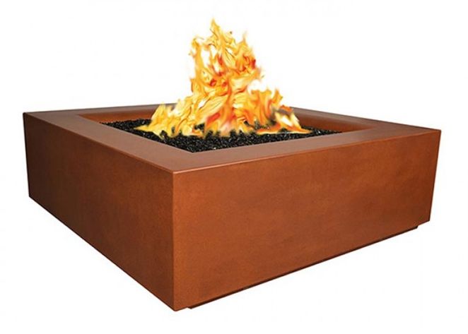 Aura Square Fire Pit with Electronic Ignition - Free Cover