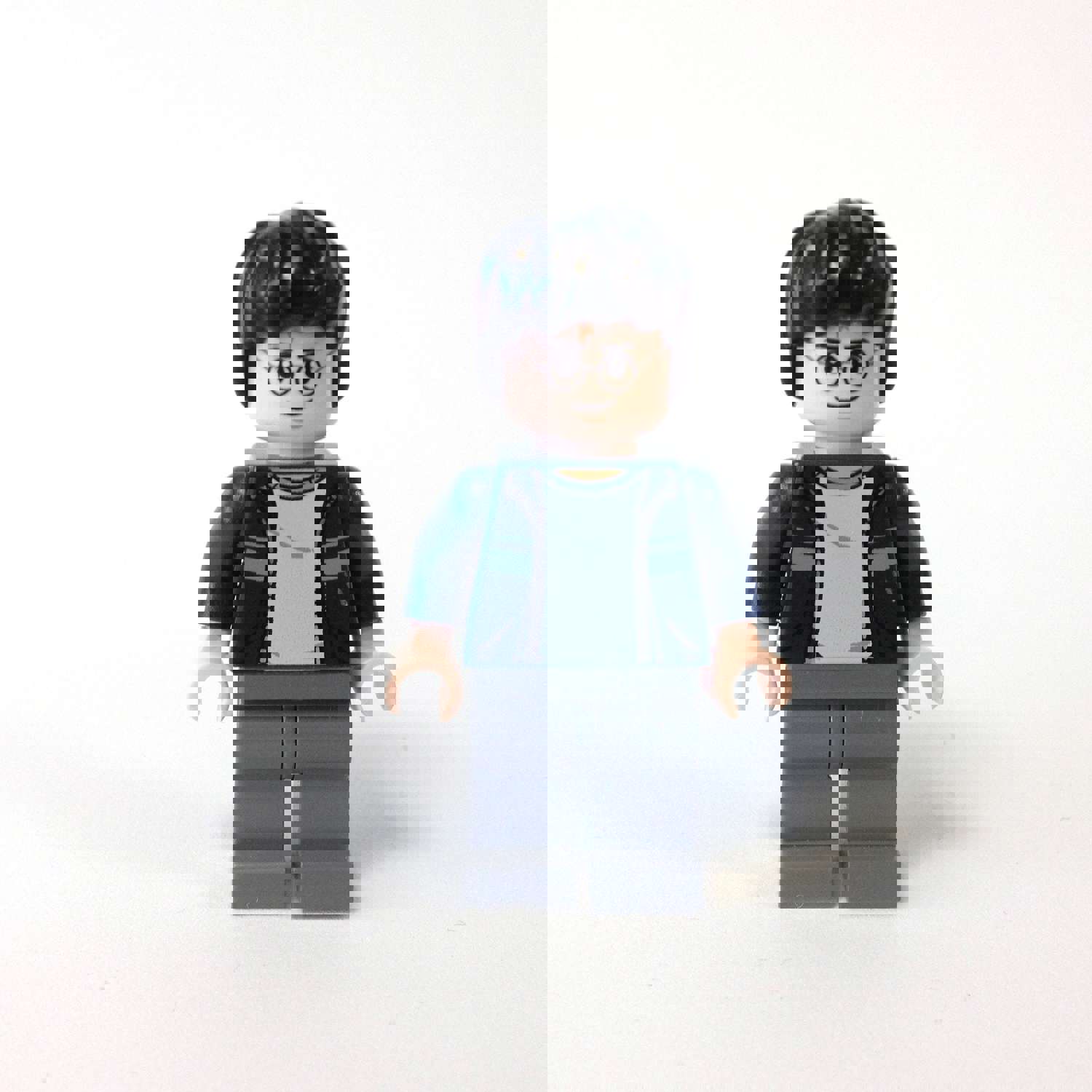 LEGO Harry Potter Minifigure - Dark Blue Open Jacket with Stripe, Dark Bluish Gray Legs