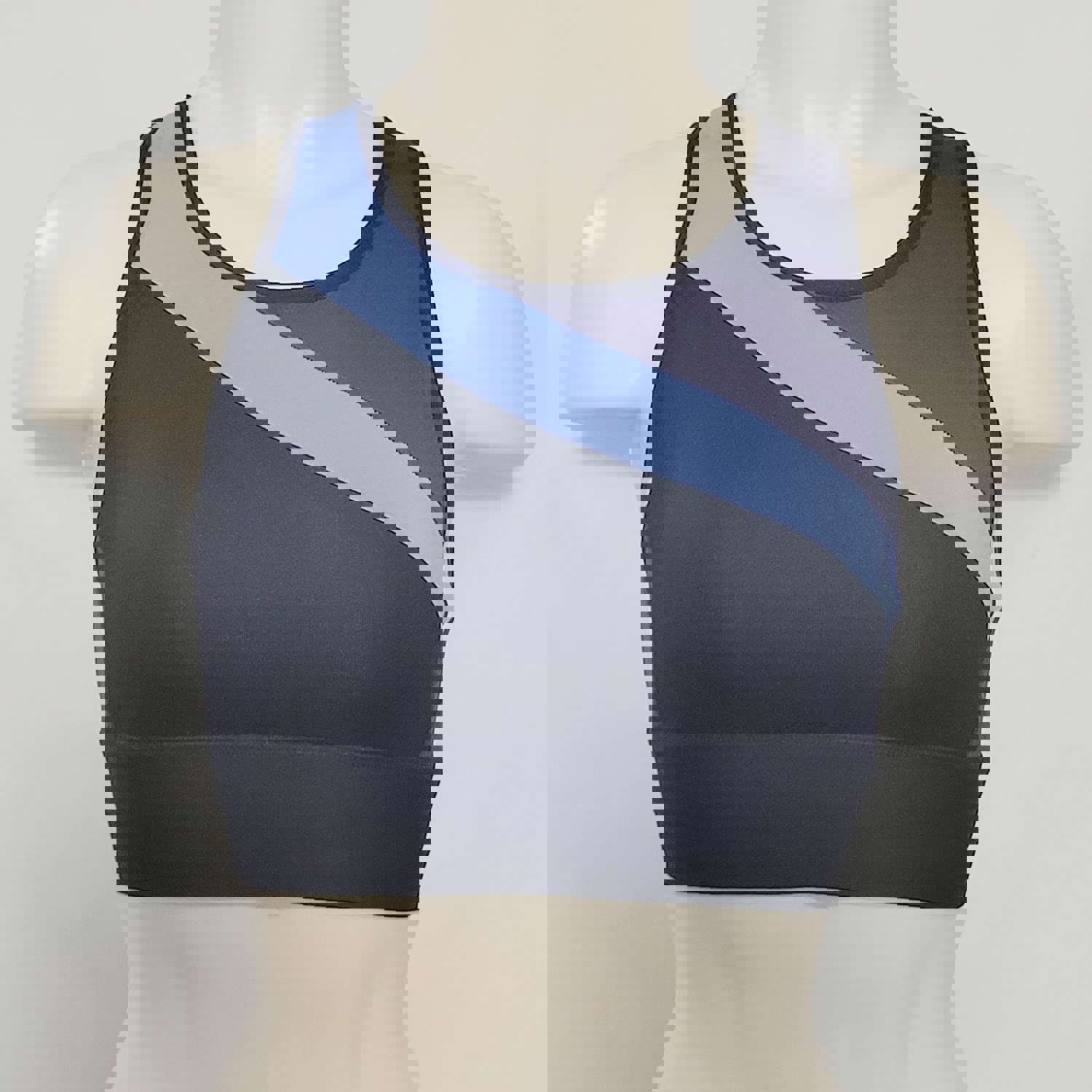 Champion C9 N9683 Asymmetrical Longline Wire-Free Sports Bra - Small, Blue & Black