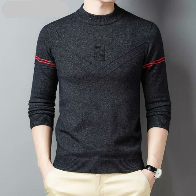 Men's Striped Casual O-Neck Pullover Sweater