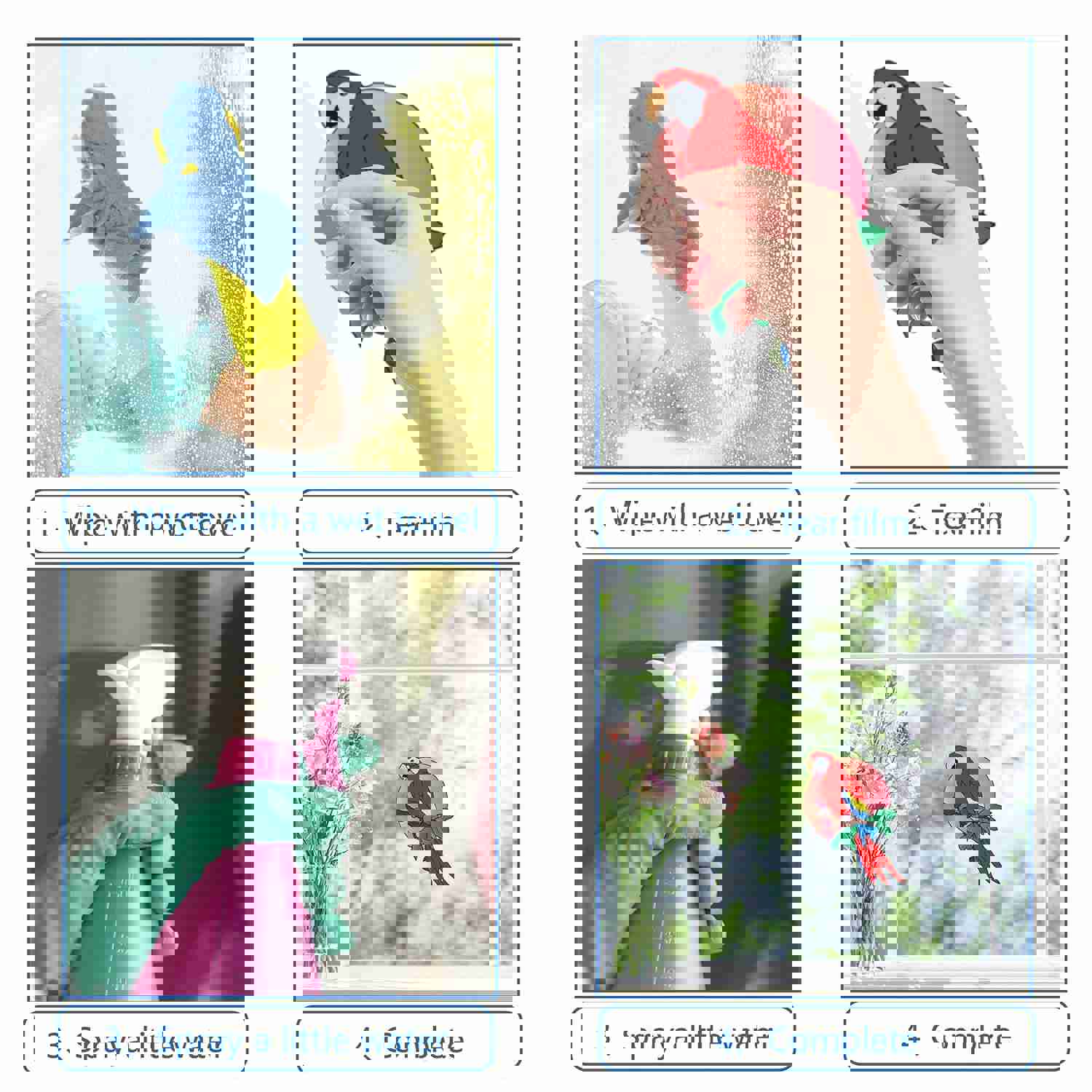 Craspire PVC Window Sticker Set - Animal Pattern, 16x16cm, 8pcs for Home Decoration