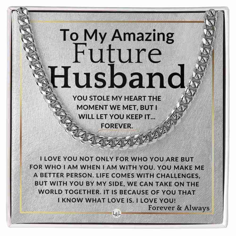 To My Future Husband - Heartfelt Cuban Necklace - Romantic Gift for Christmas, Valentine's Day, Birthday, or Anniversary