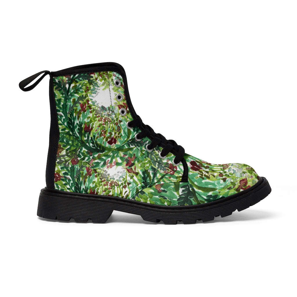 Green Floral Print Women's Winter Boots