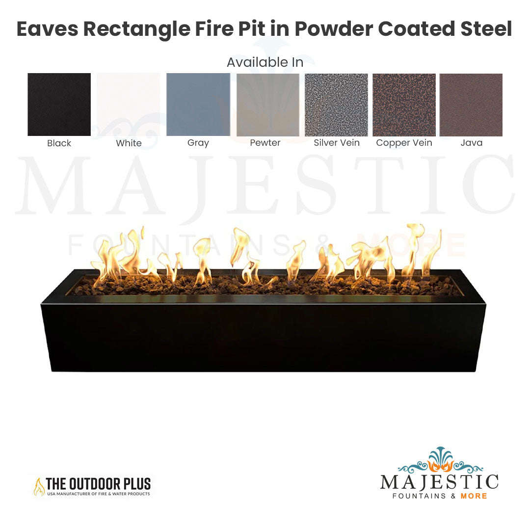 Outdoor Plus Eaves Rectangle Fire Pit in Powder Coated Steel with Free Cover