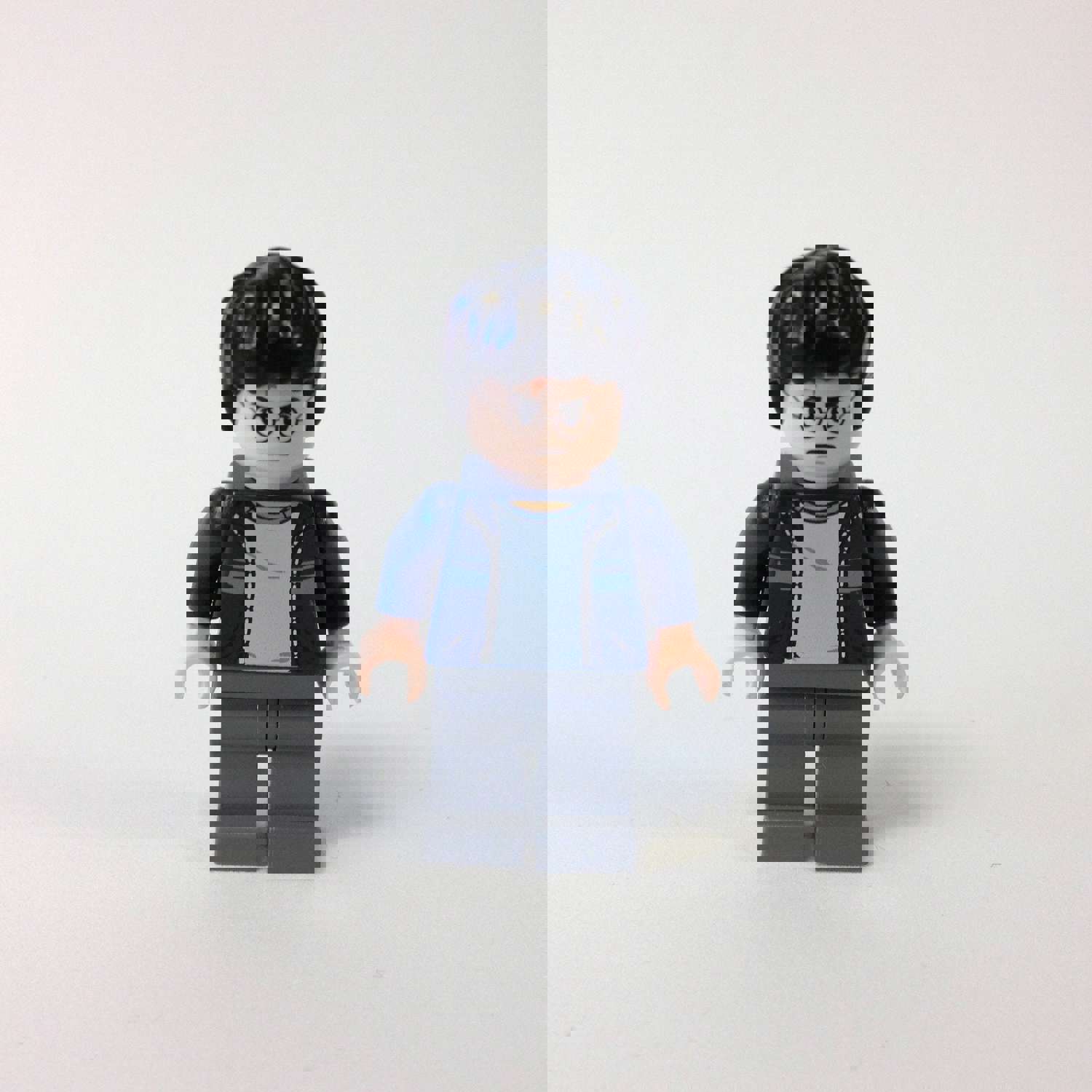 LEGO Harry Potter Minifigure - Dark Blue Open Jacket with Stripe, Dark Bluish Gray Legs