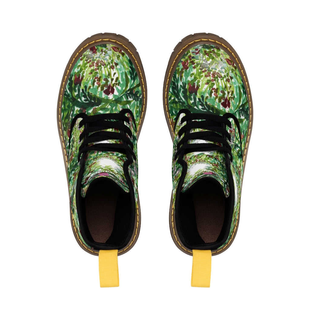 Green Floral Print Women's Winter Boots
