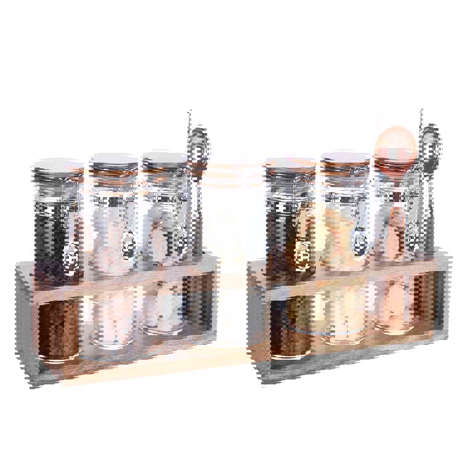 KKC Home Accents Glass Food Storage Jars with Airtight Locking Clamp Bamboo Lids - Set of 3 (13.5 oz)