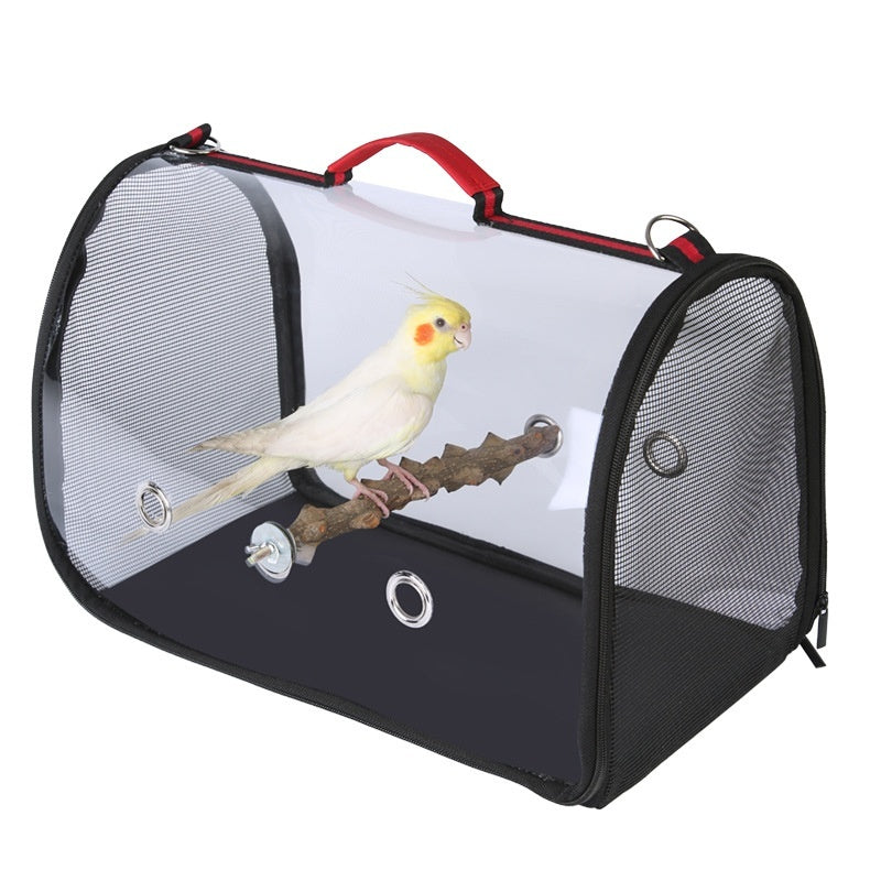 Transparent Parrot Carrying Backpack with Stand Stick - Pet Bird Travel Accessory