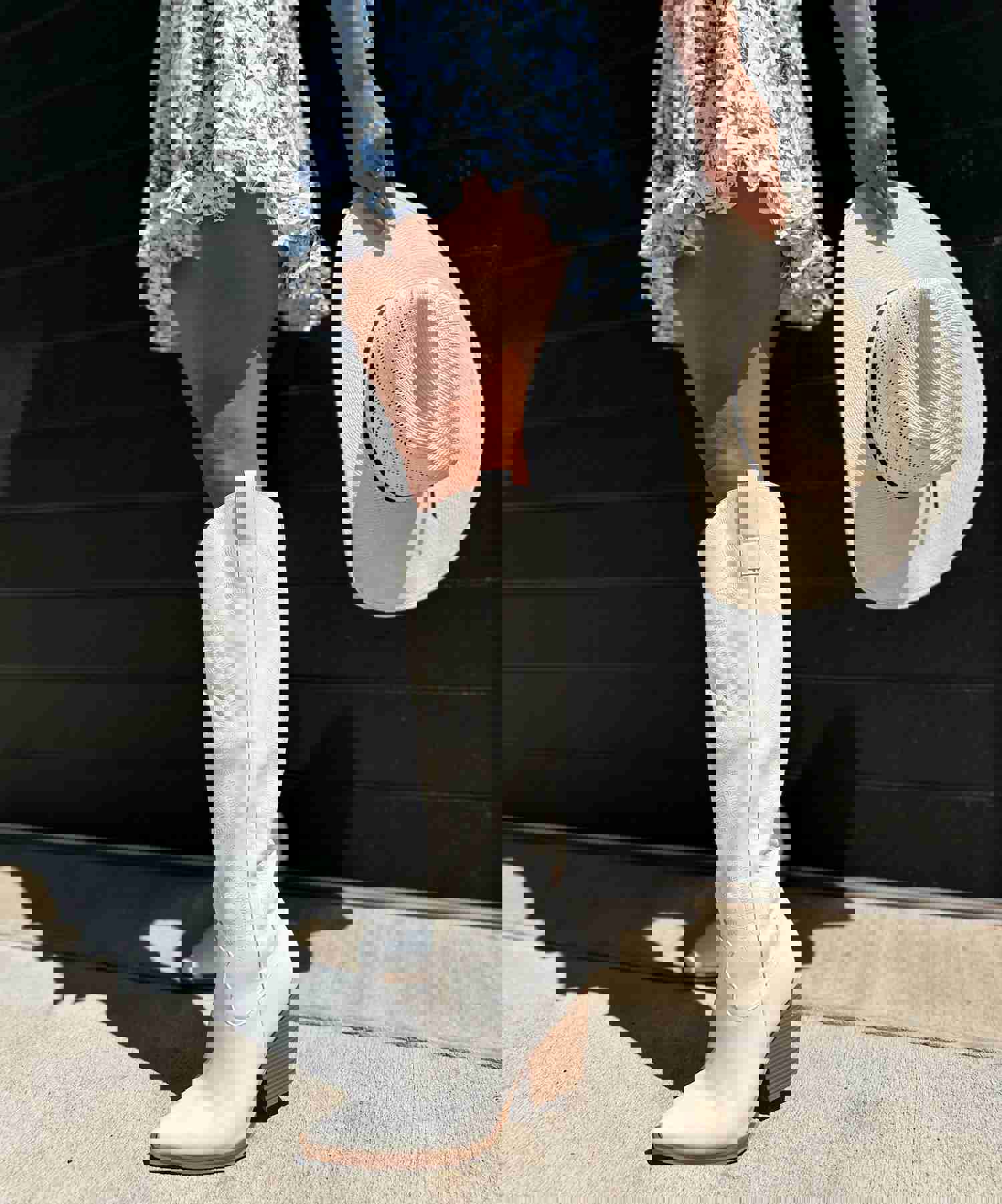 Astrid Knee High White Cowgirl Boots