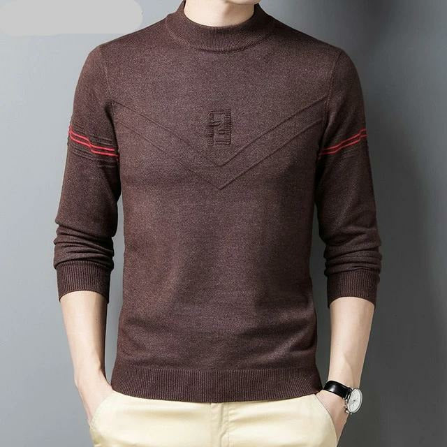 Men's Striped Casual O-Neck Pullover Sweater