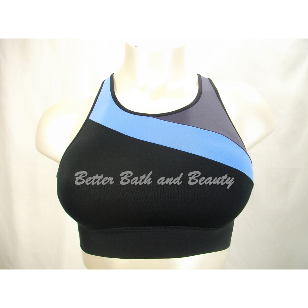 Champion C9 N9683 Asymmetrical Longline Wire-Free Sports Bra - Small, Blue & Black