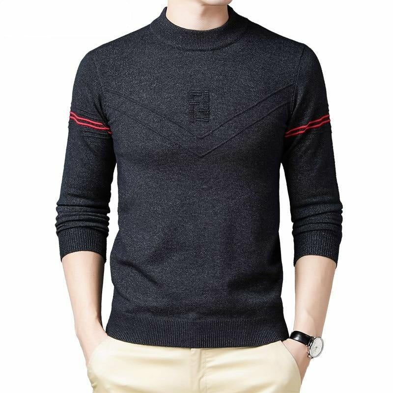 Men's Striped Casual O-Neck Pullover Sweater