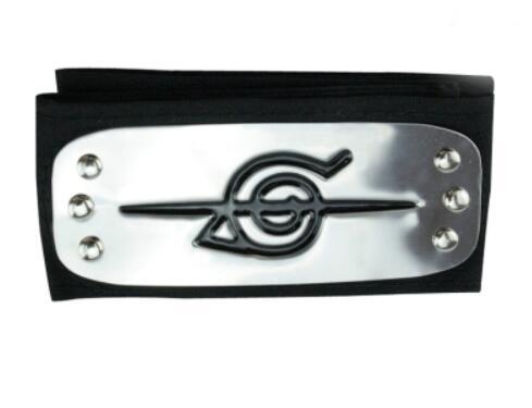 Black Naruto Leaf Village Logo Metal Plated Headband Cosplay Accessory