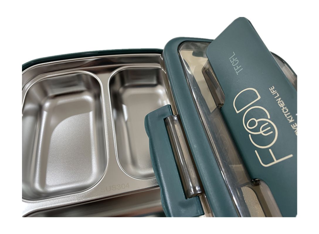 TFCFL Stainless Steel Leakproof Lunch Box - 3 Compartments Bento-Style for Kids, School, Work & Travel
