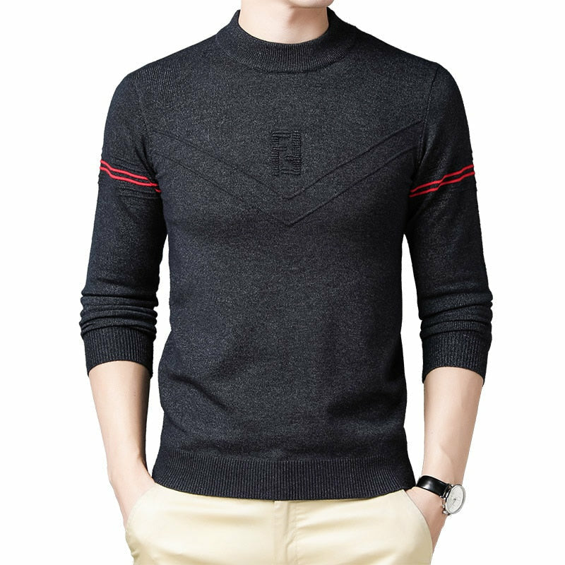 Men's Striped Casual O-Neck Pullover Sweater