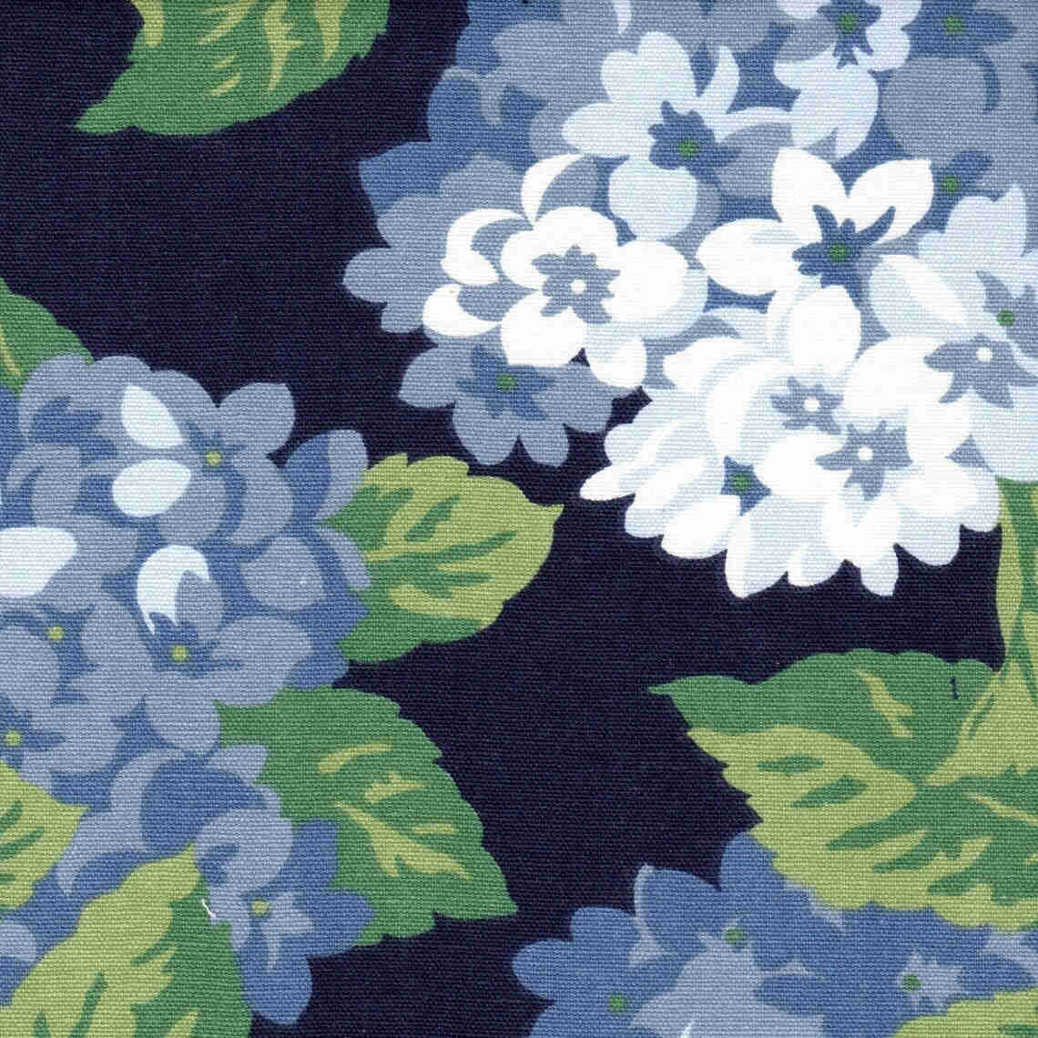 Empress Swag Valance in Summerwind Navy Blue Hydrangea Floral, Large Scale