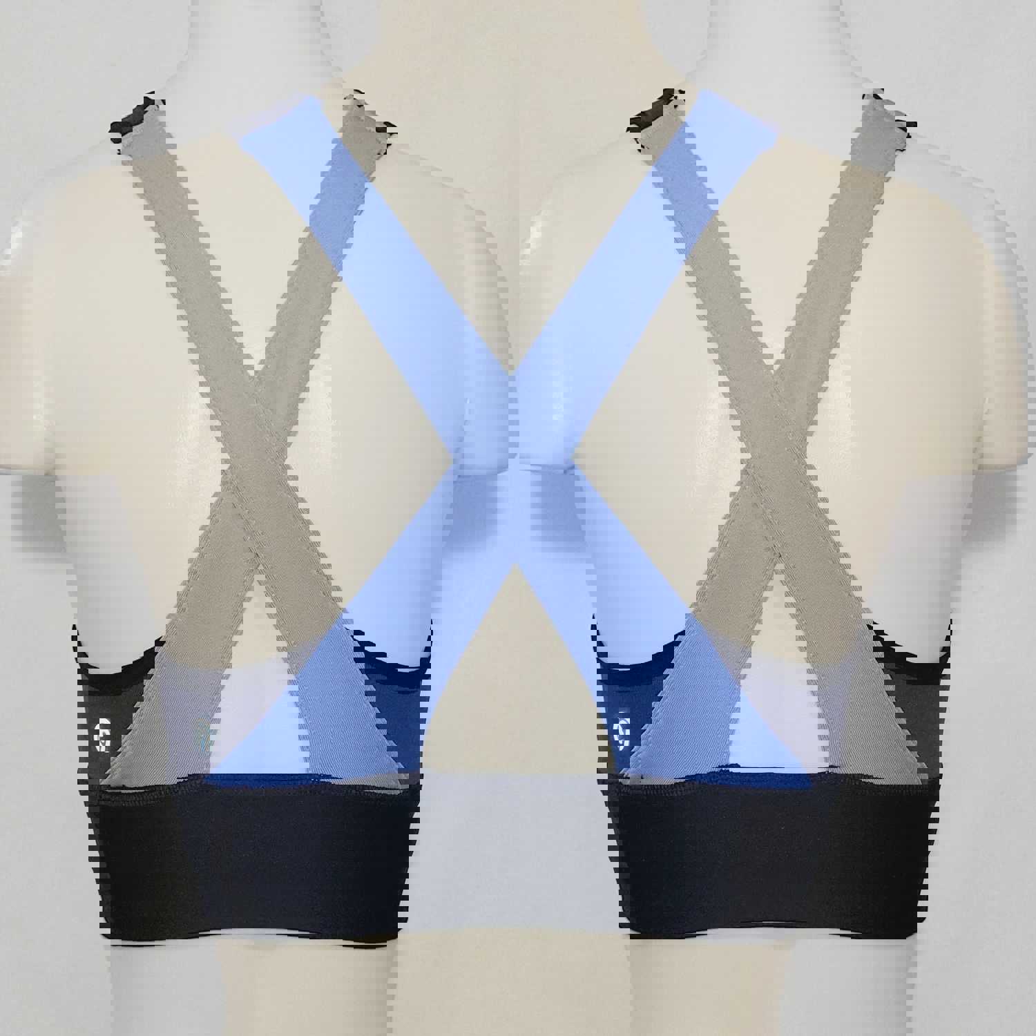 Champion C9 N9683 Asymmetrical Longline Wire-Free Sports Bra - Small, Blue & Black