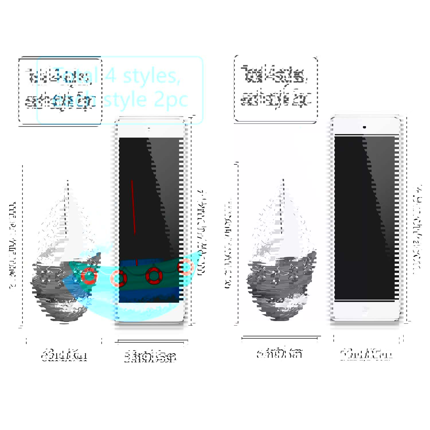 Craspire 8Pcs 4 Style Waterproof PVC Electrostatic Wall Stickers for Home Decoration