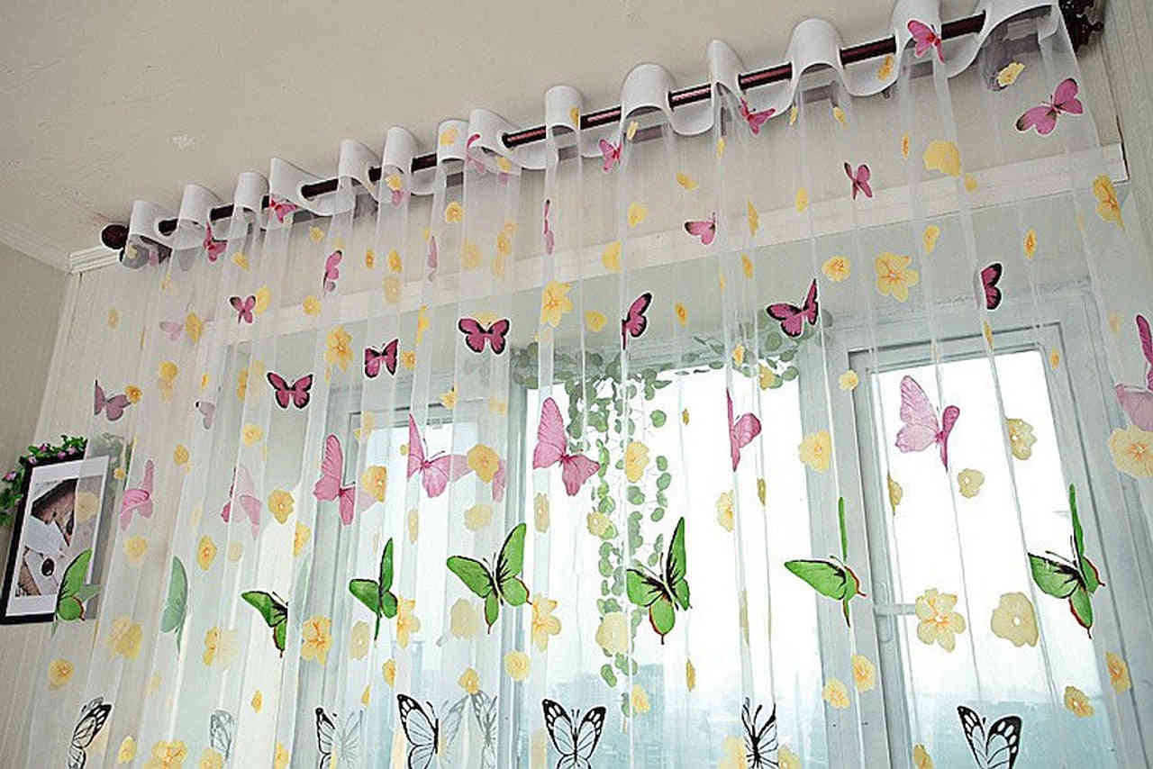 Dolce Mela Sheer Curtains - Brazilian Butterflies 60x100H