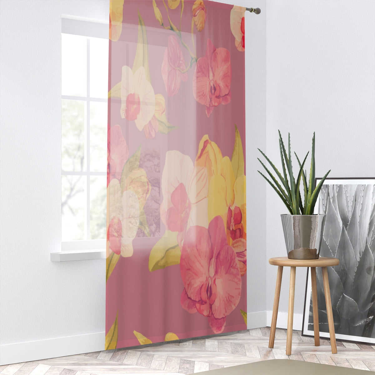 ORCHIDS BLUSH - SHEER Window Curtain