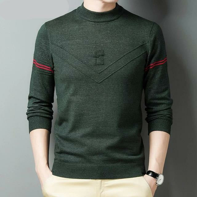 Men's Striped Casual O-Neck Pullover Sweater