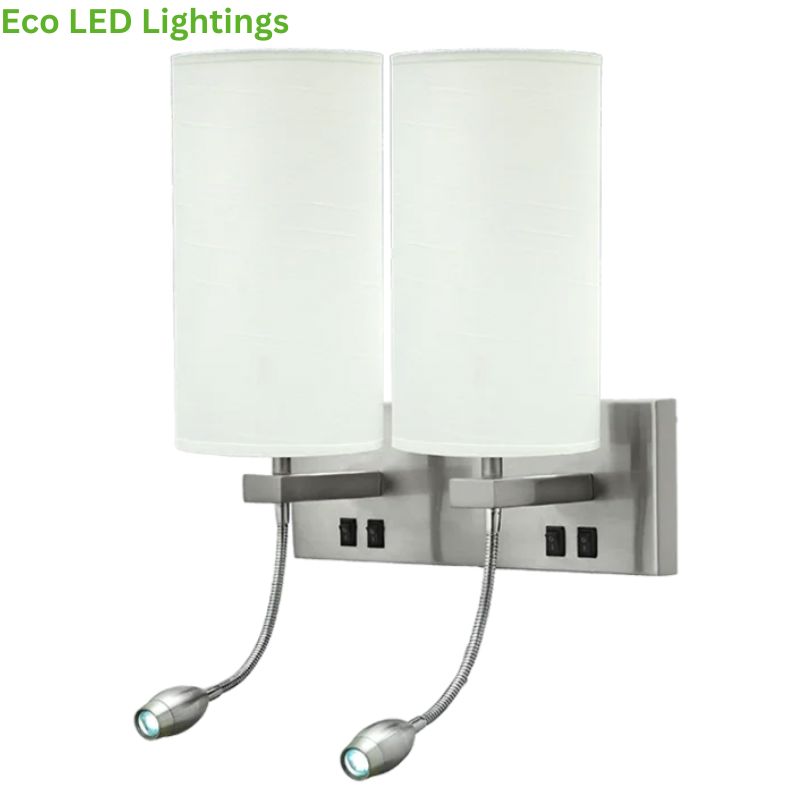 Contemporary Double Headboard Light - Brushed Nickel Finish with Energy-Efficient LED