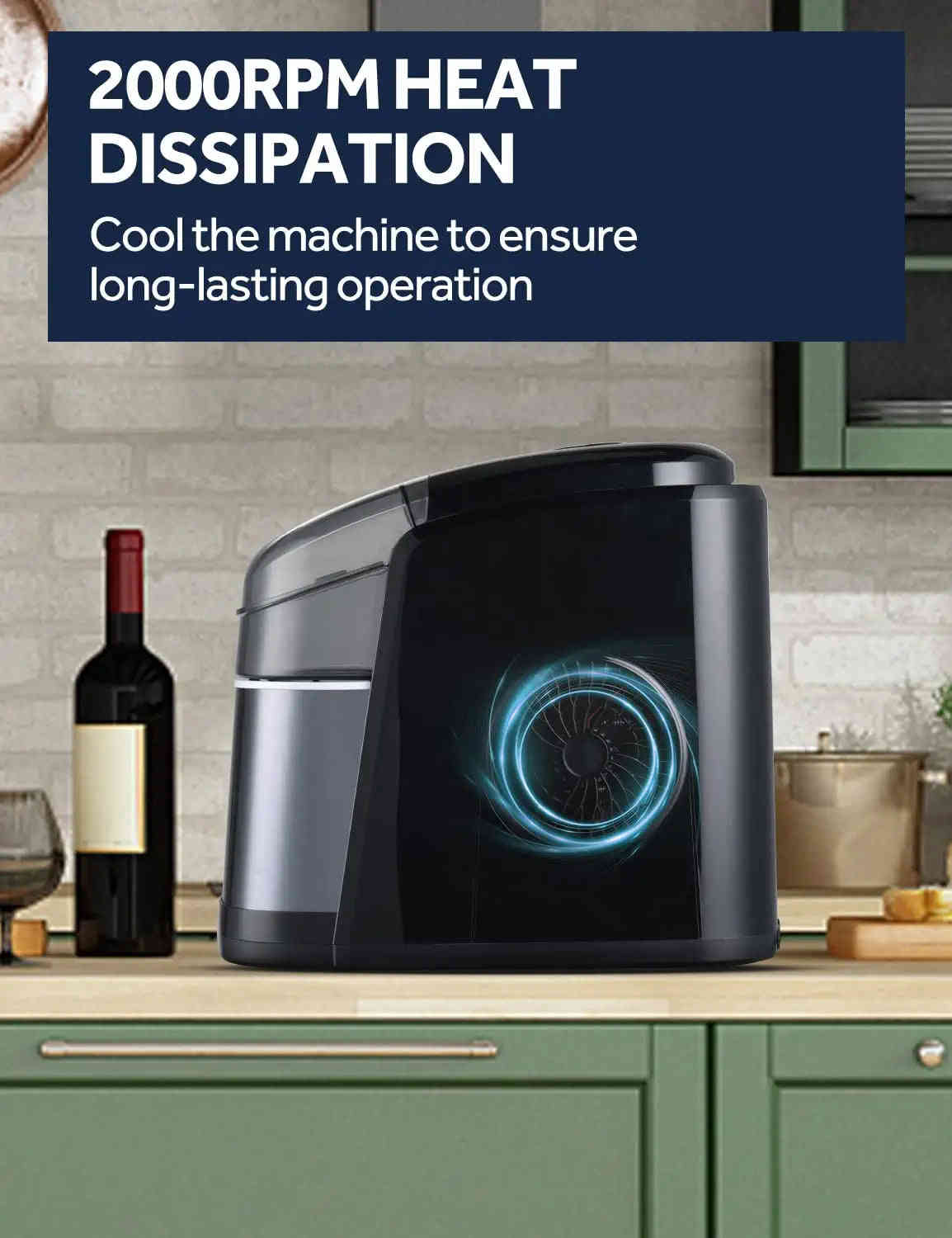 Dreamiracle Ice Maker Machine for Countertop, Self-Cleaning, 26Lbs/24H, 9 Ice in 6 Mins, Compact for Home/Party/Camping (Black)