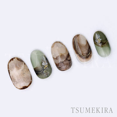 Tsumekira SAKI CHIBA White Swag NN-SAK-103 Dried Flower Design Nail Stickers