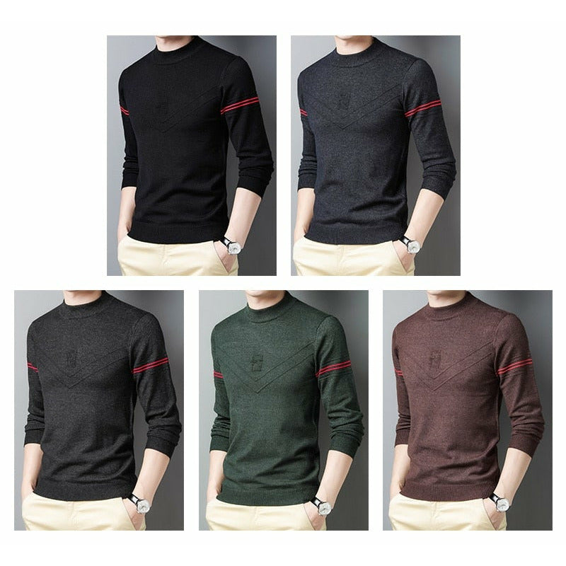 Men's Striped Casual O-Neck Pullover Sweater