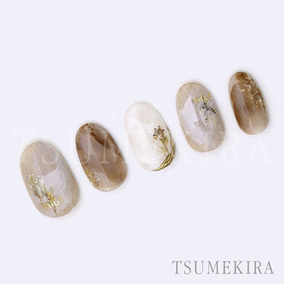 Tsumekira SAKI CHIBA White Swag NN-SAK-103 Dried Flower Design Nail Stickers