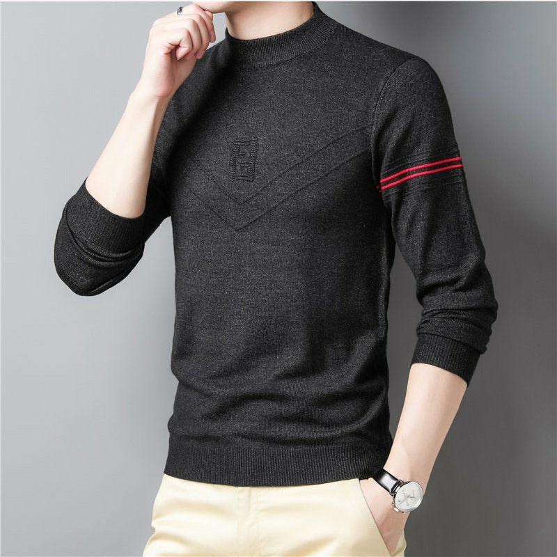 Men's Striped Casual O-Neck Pullover Sweater