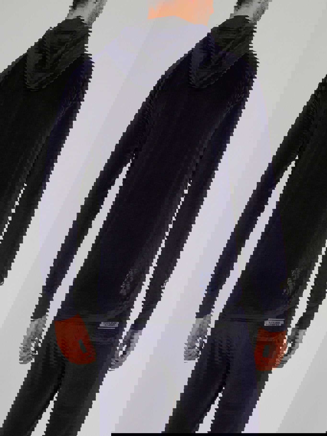 Navy Velvet Hoodie Sweat Jacket