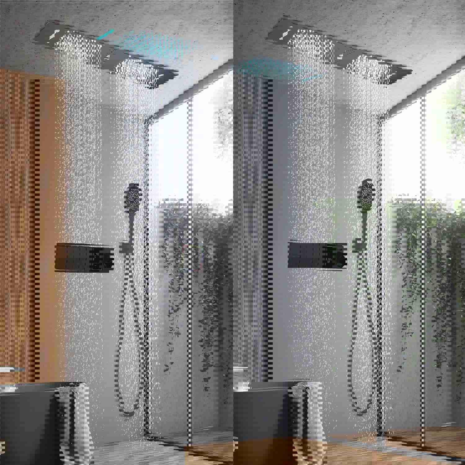 MALIBU 36-inch Complete LED Music Shower System with Digital Display and Thermostatic Valve