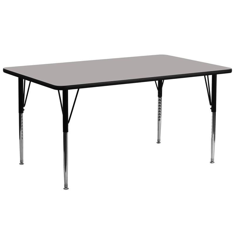 Flash Furniture 30W x 72L Rectangular Grey HP Laminate Activity Table - Adjustable Legs
