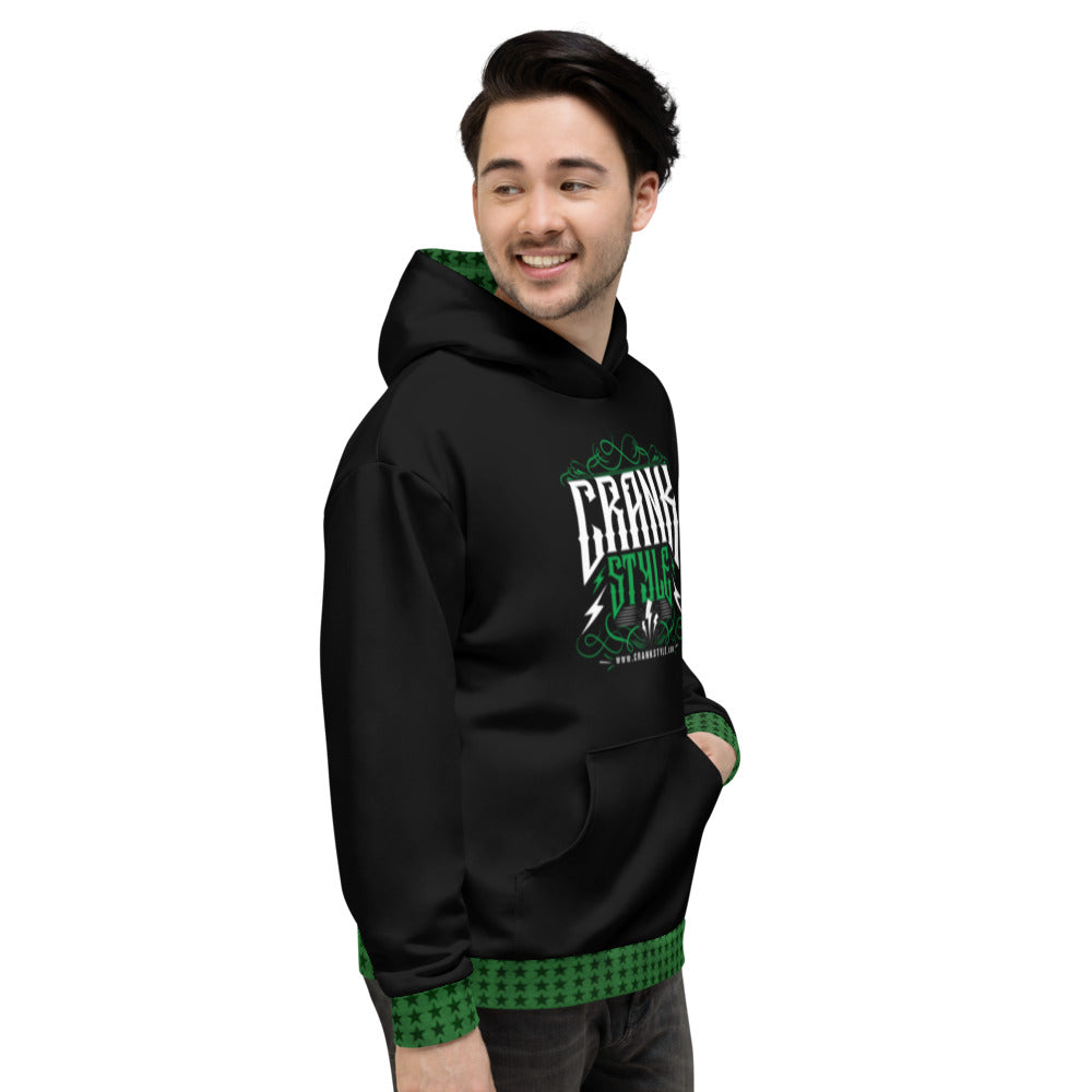Unisex Vintage Green & White Star Hoodie - Comfortable and Stylish