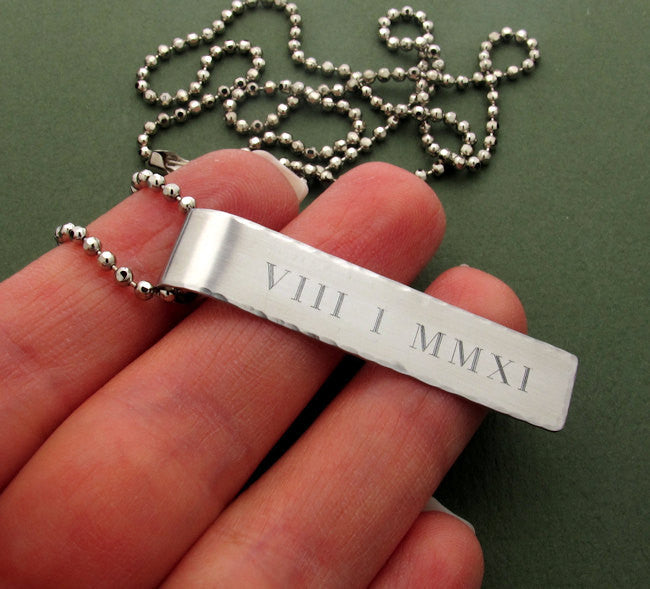 Custom Engraved Rectangular Pendant Necklace - Unisex Gift for Him & Her