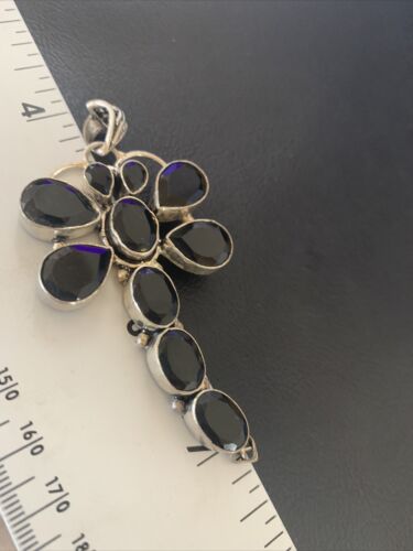 Handcrafted Sterling Silver Dragonfly Pendant with Faceted Black Onyx Gems