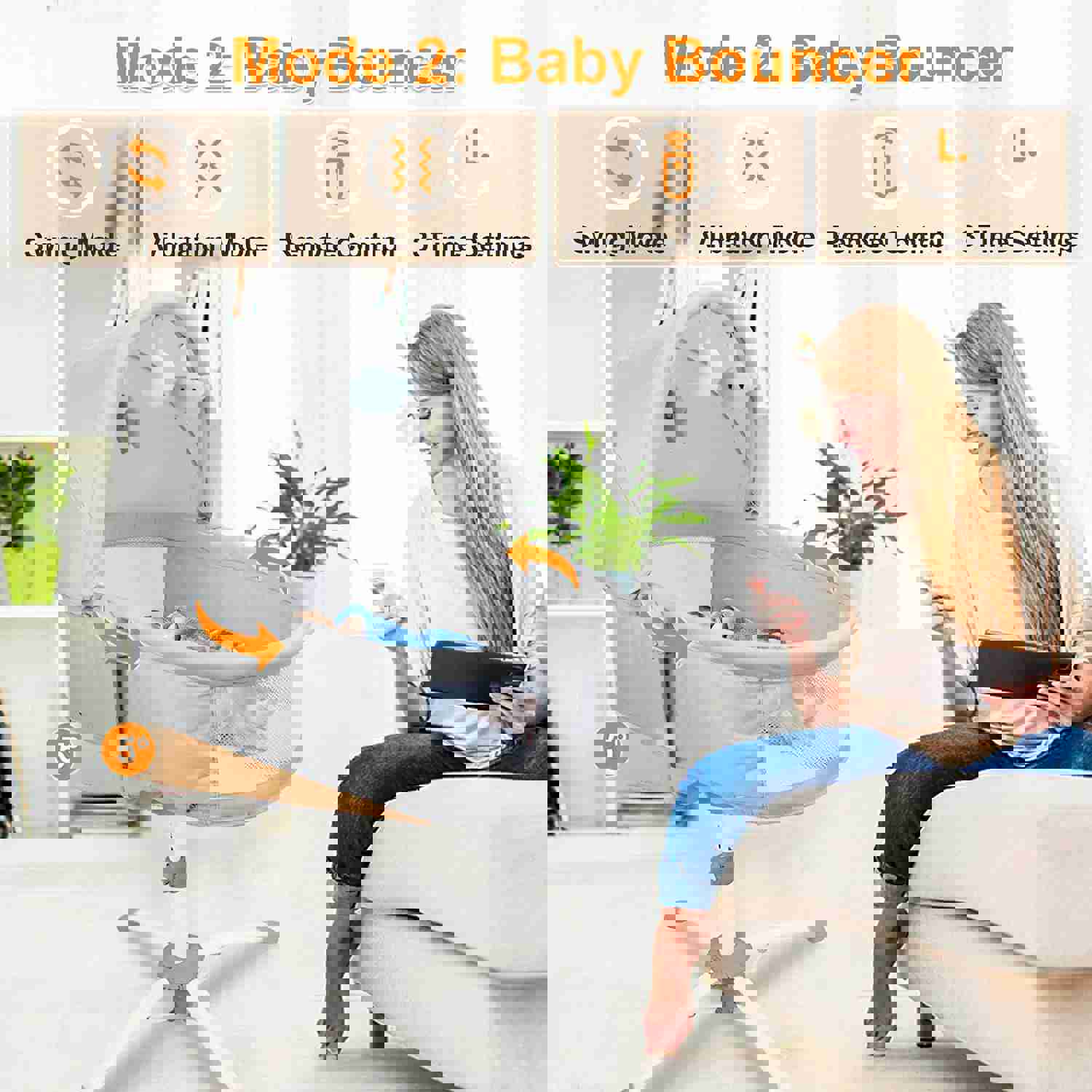 Ezebaby Electric Portable Baby Swing with Adjustable Bassinet & High Chair Feature