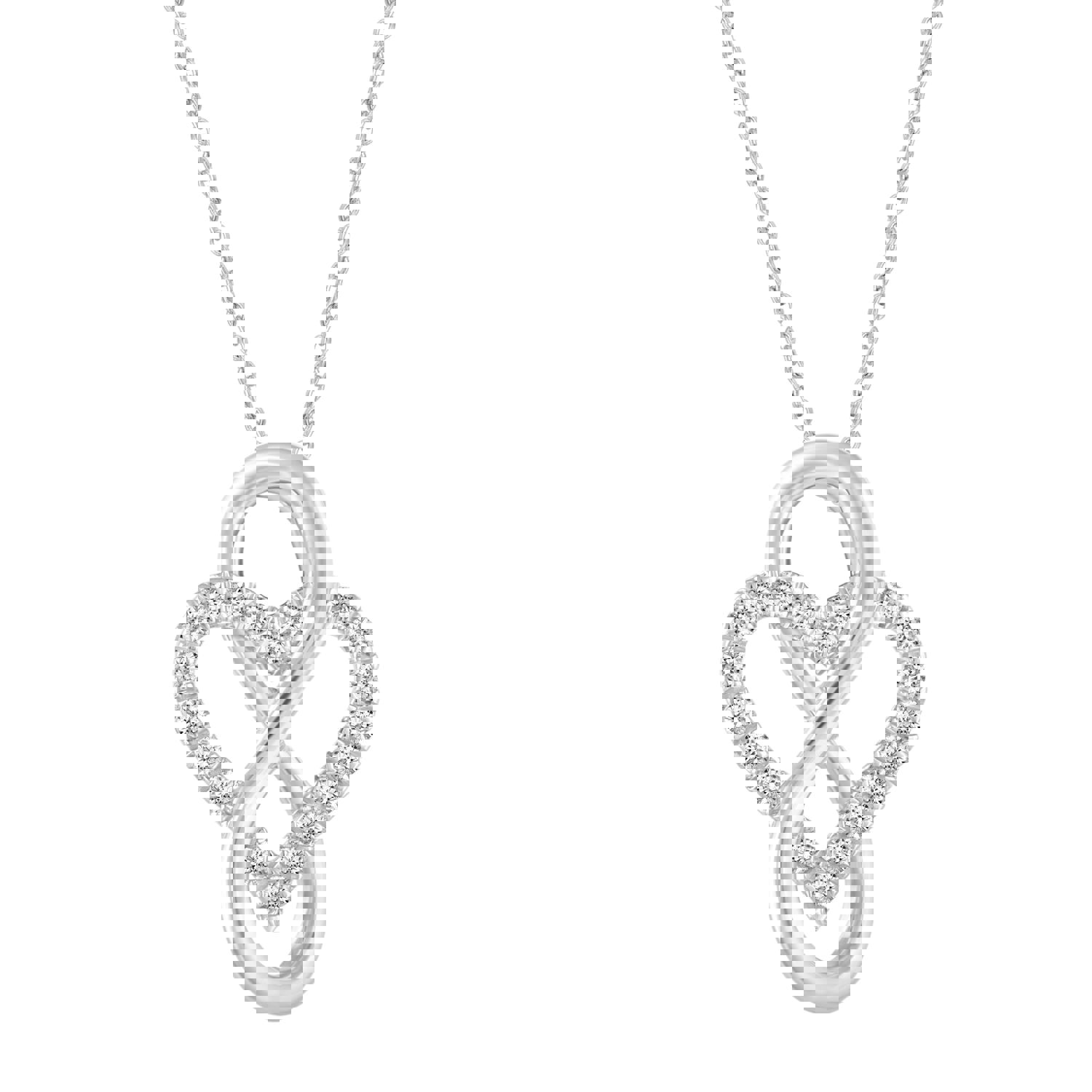 1/6 CT TW Diamond Infinity Heart Love Pendant Necklace in 925 Sterling Silver