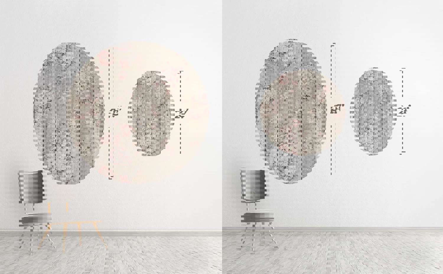 Wood Texture Floral Circle Wall Decal