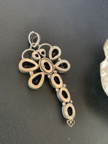 Handcrafted Sterling Silver Dragonfly Pendant with Faceted Black Onyx Gems