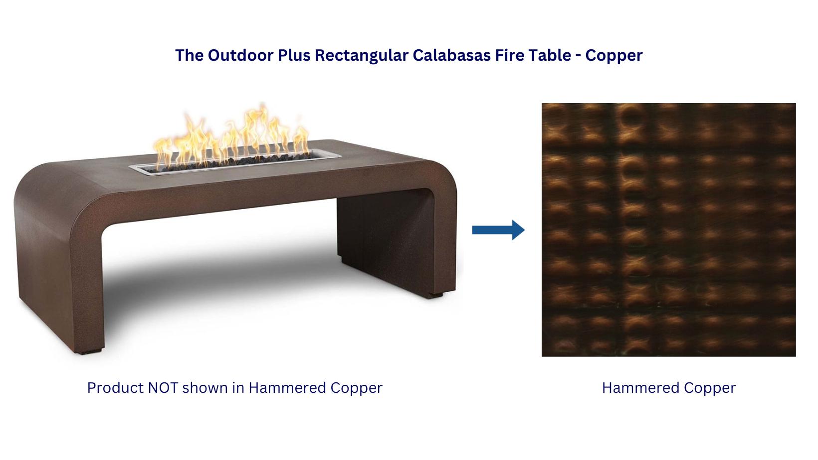 The Outdoor Plus 60 Rectangular Calabasas Copper Fire Pit Table