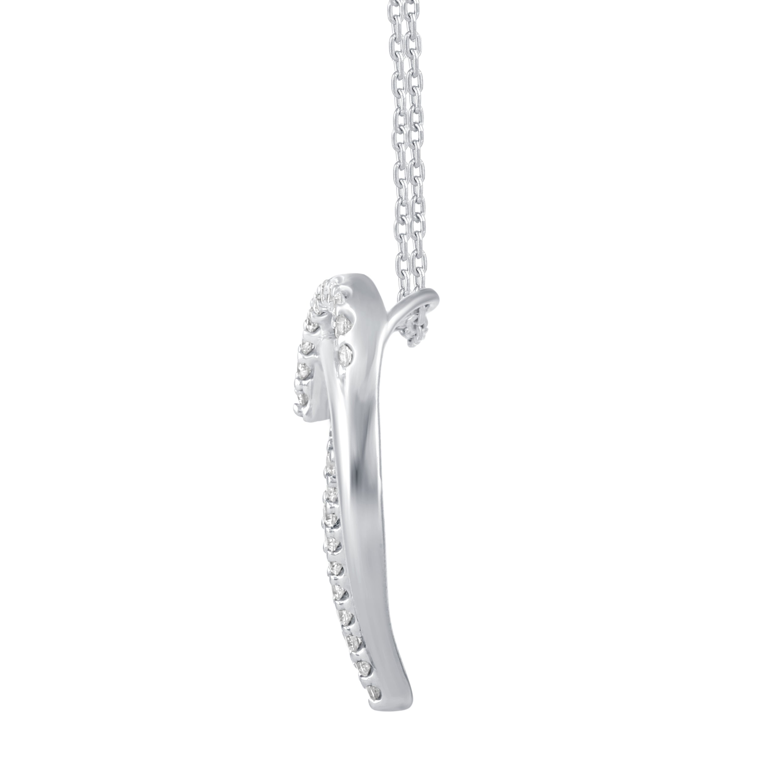 1/4 Cttw Diamond Double Heart Entwined Pendant Necklace in 925 Sterling Silver