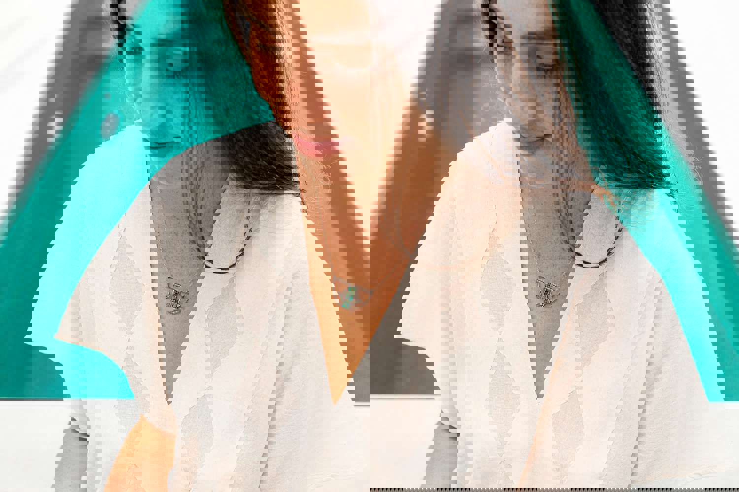 Summer Collection Silver & Turquoise Pendant Necklace