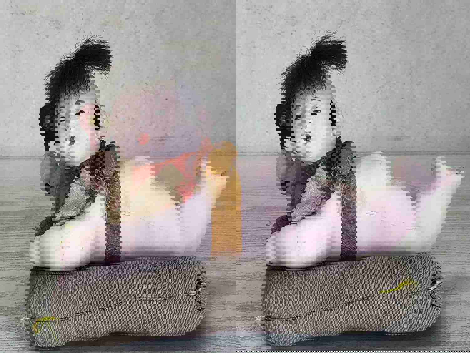 Y3578 NINGYO Crawling Baby Doll Toy Figure Figurine Japanese Vintage Antique