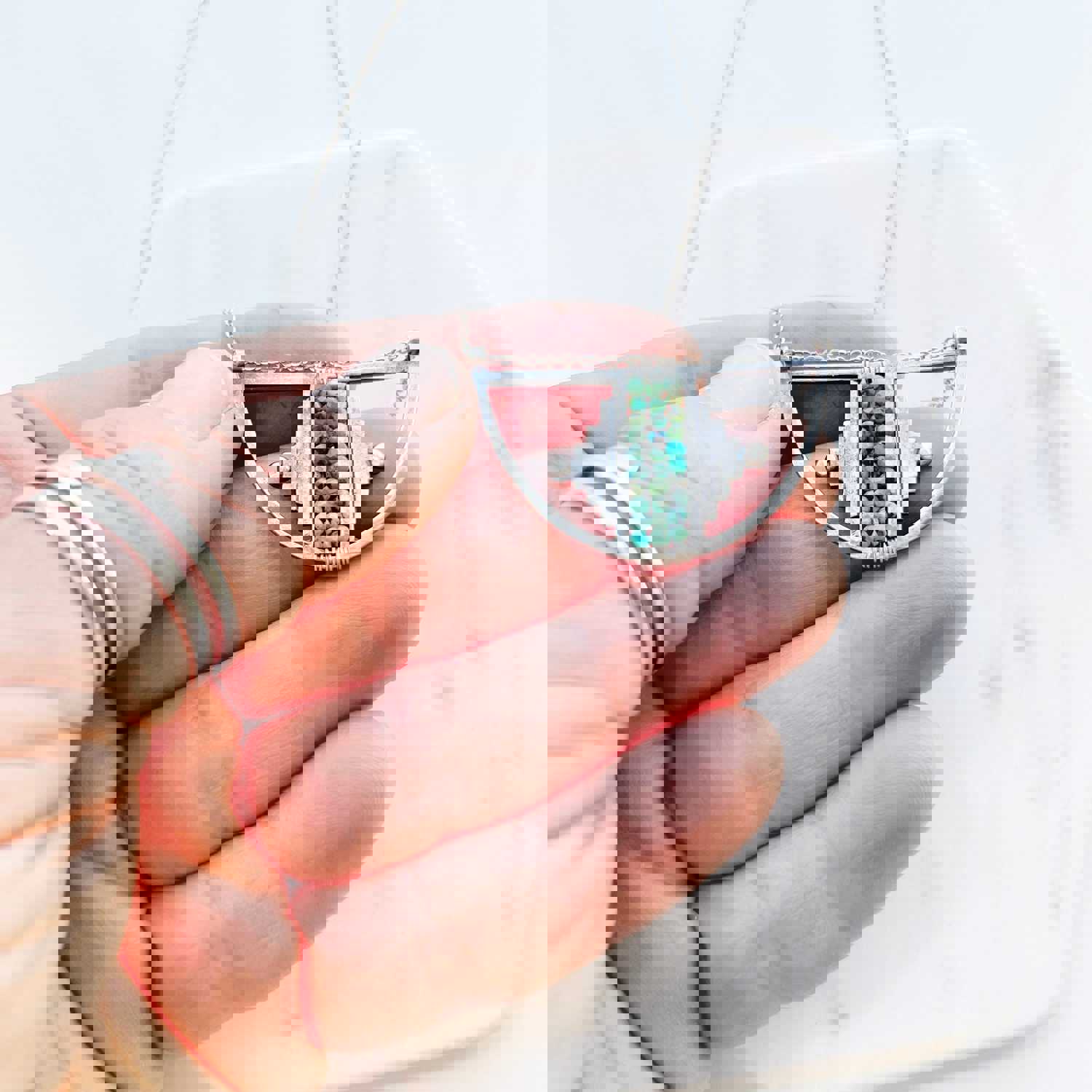 Summer Collection Silver & Turquoise Pendant Necklace