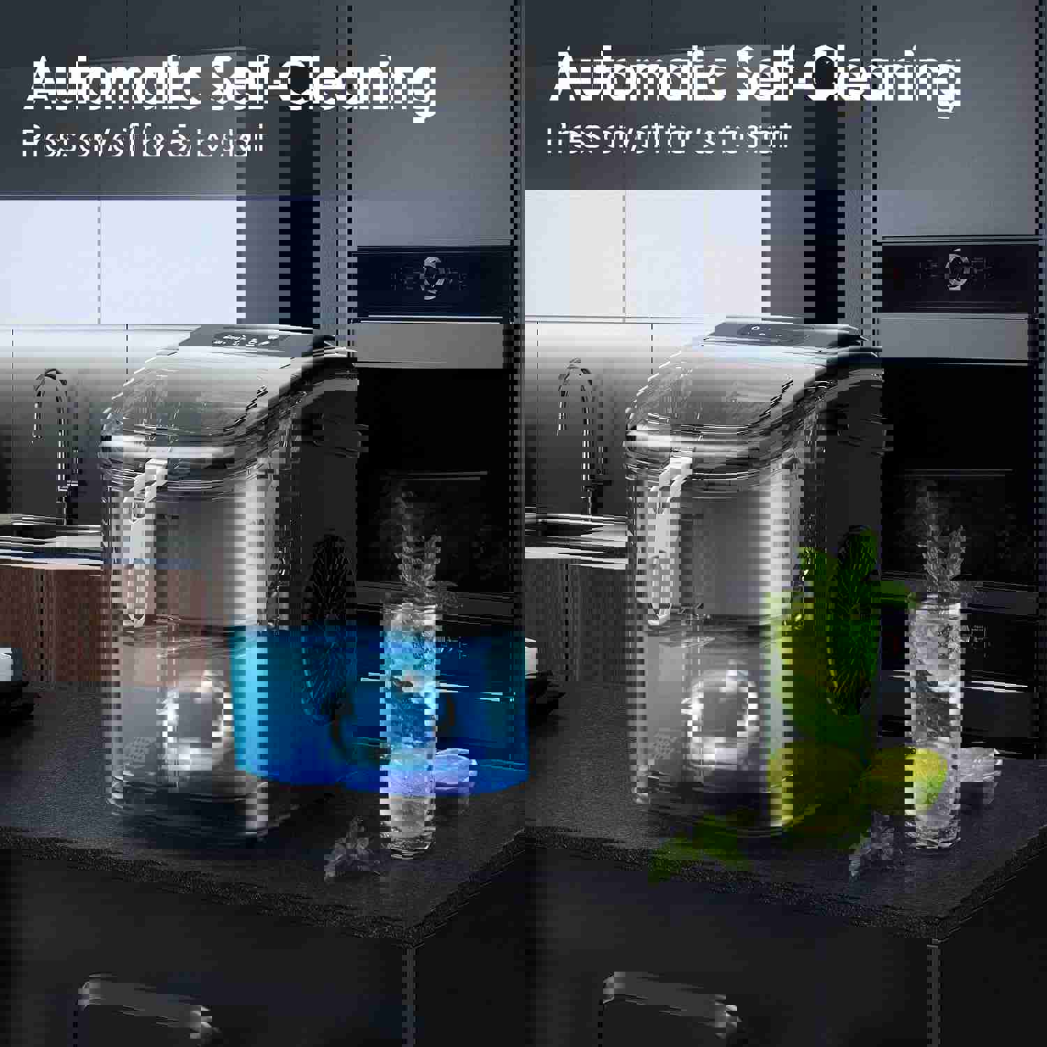 Countertop Ice Maker with Handle, 6-Minute Fast Ice Making, 26 Lbs Daily Output, Self-Cleaning, Includes Accessories