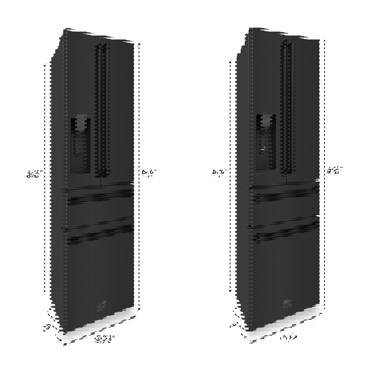 ZLINE 36 In. French Door Refrigerator with Water Dispenser and Ice Maker in Fingerprint Resistant Stainless Steel